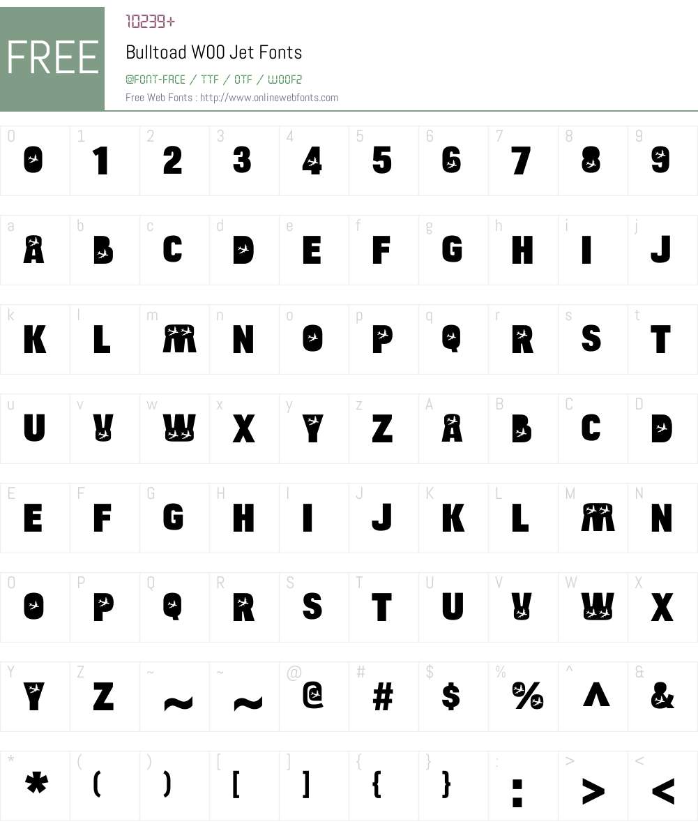 BulltoadW00-Jet Font Screenshots