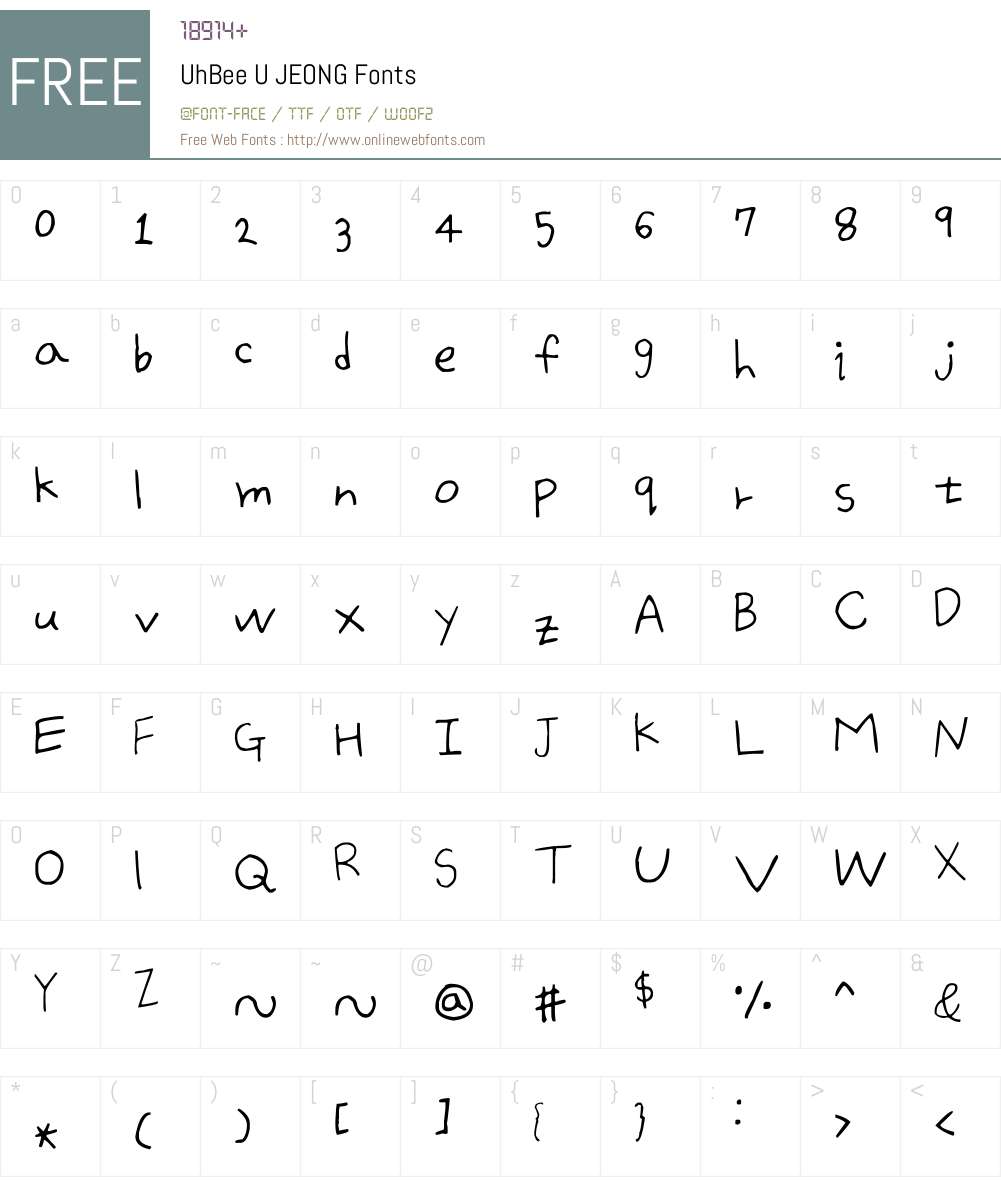UhBee U JEONG Font Screenshots