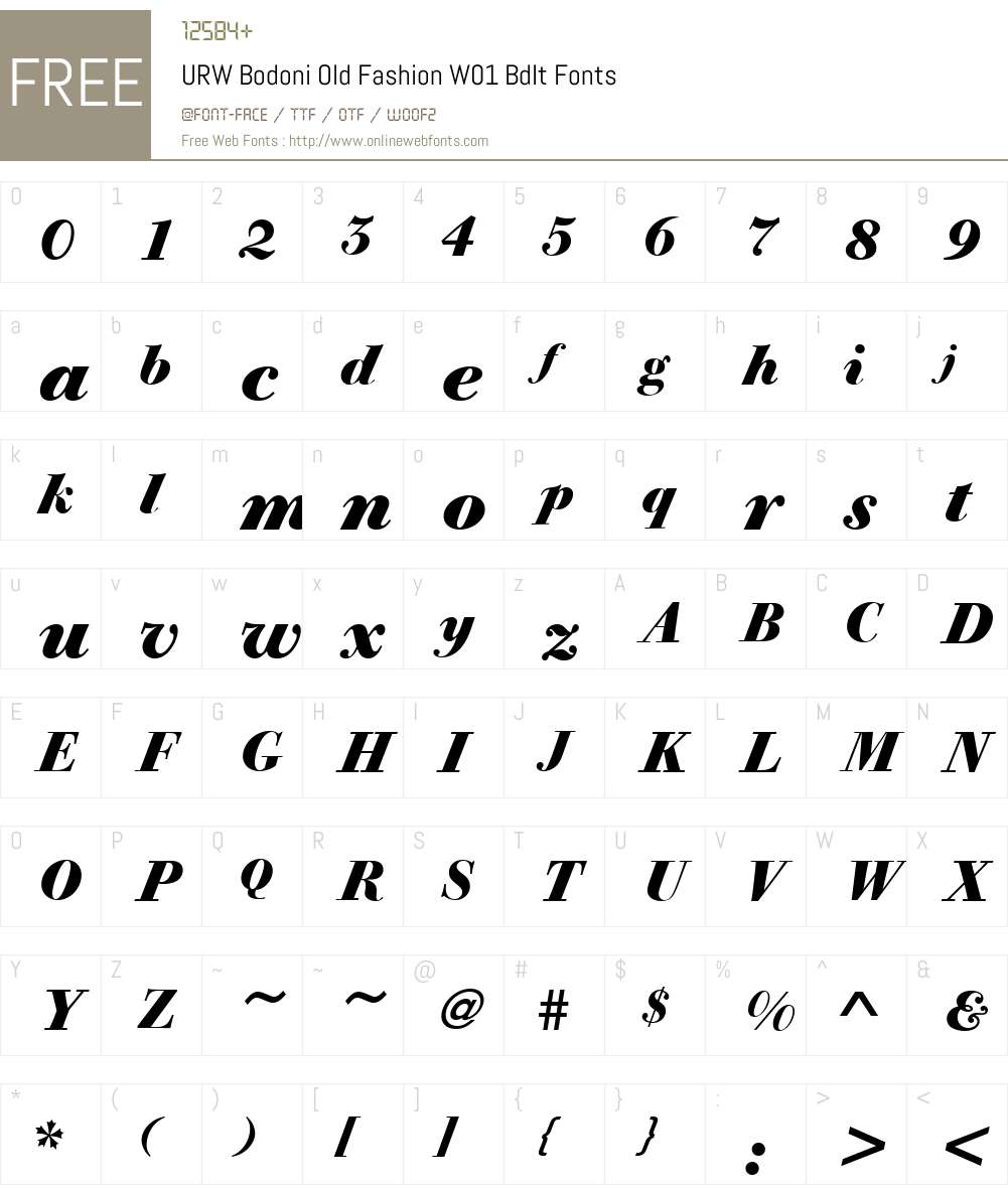 URWBodoniOldFashionW01-BdIt Font Screenshots