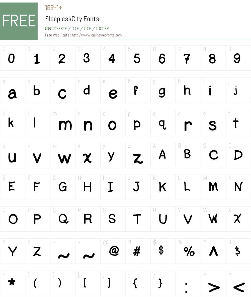 SleeplessCity Font Screenshots