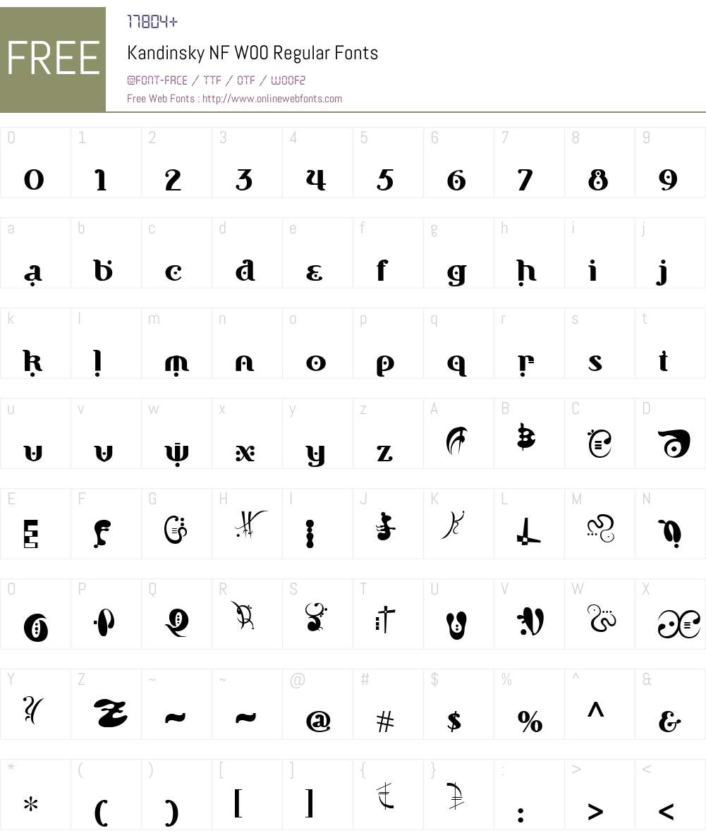 KandinskyNFW00-Regular Font Screenshots