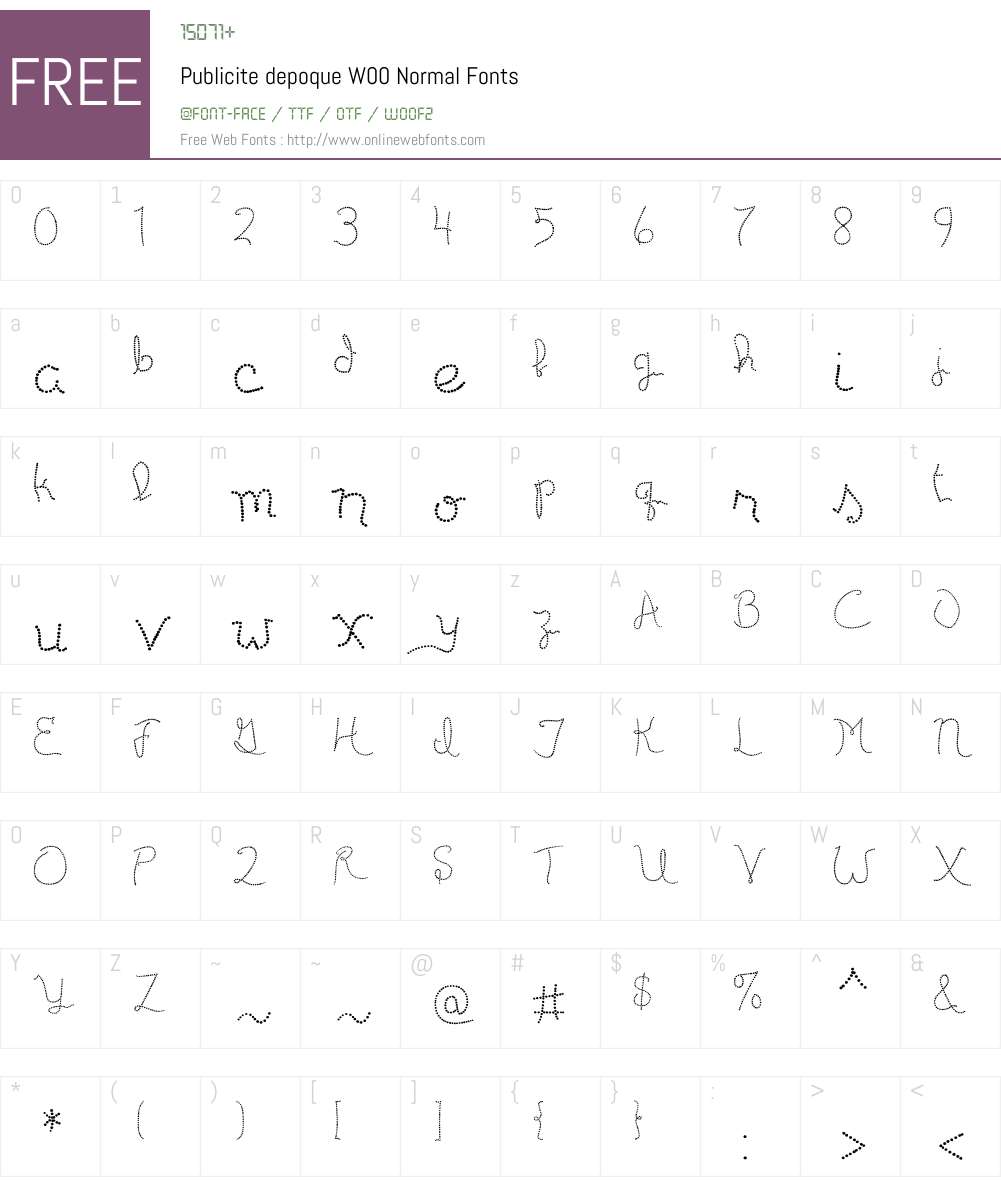 PublicitedepoqueW00-Normal Font Screenshots