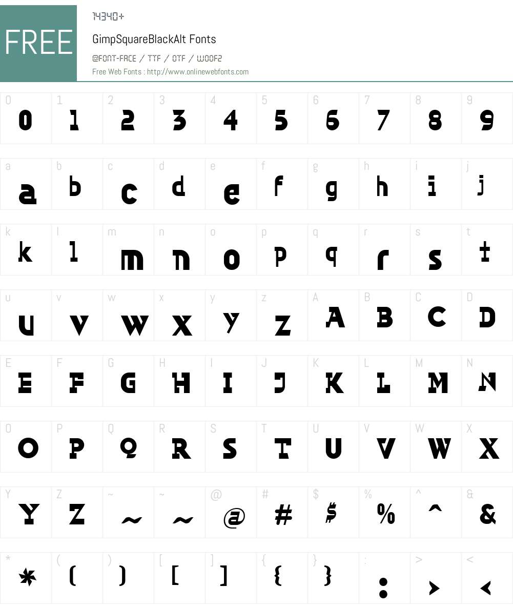 GimpW00-SquareBlackAlt Font Screenshots