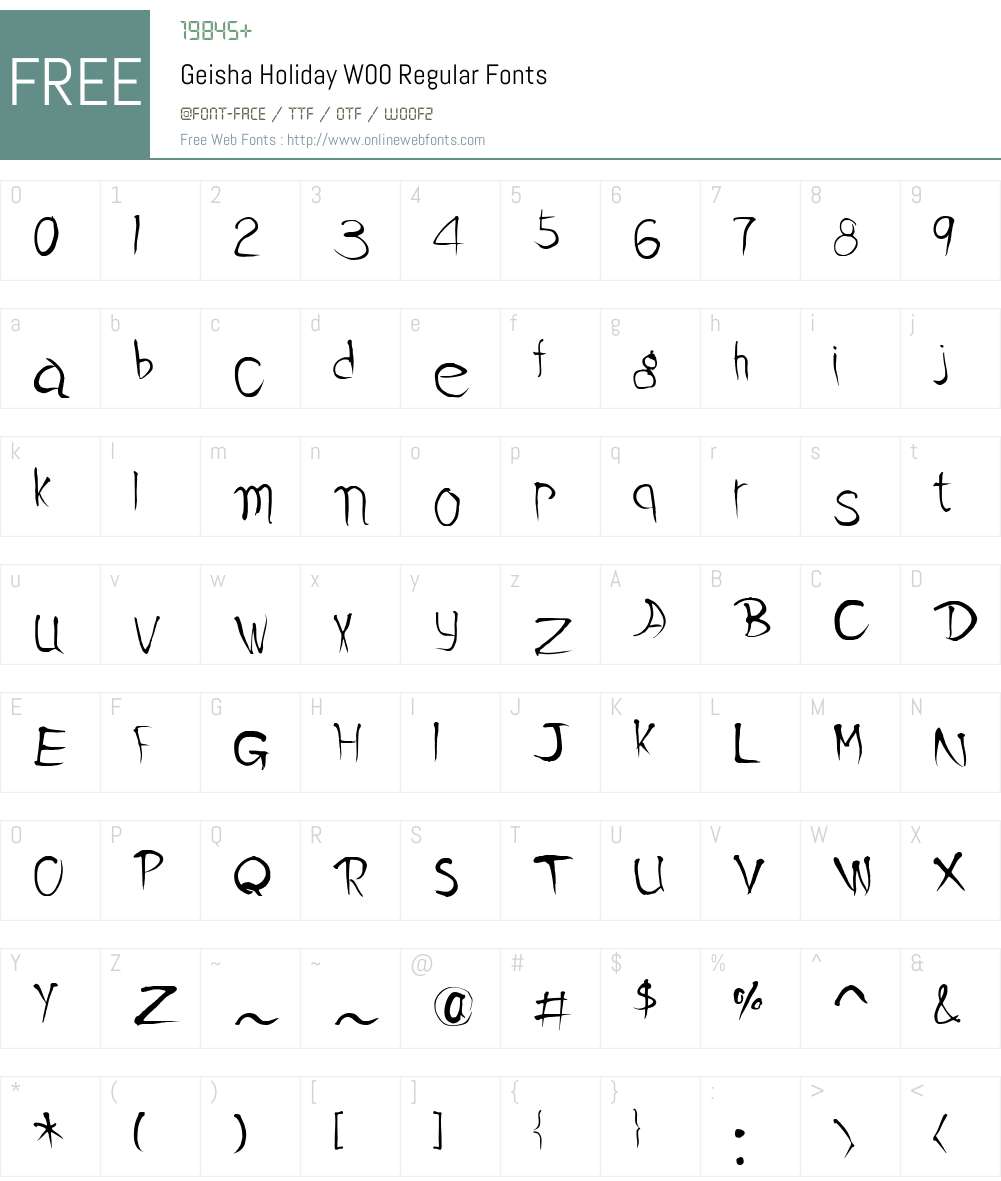 GeishaHolidayW00-Regular Font Screenshots