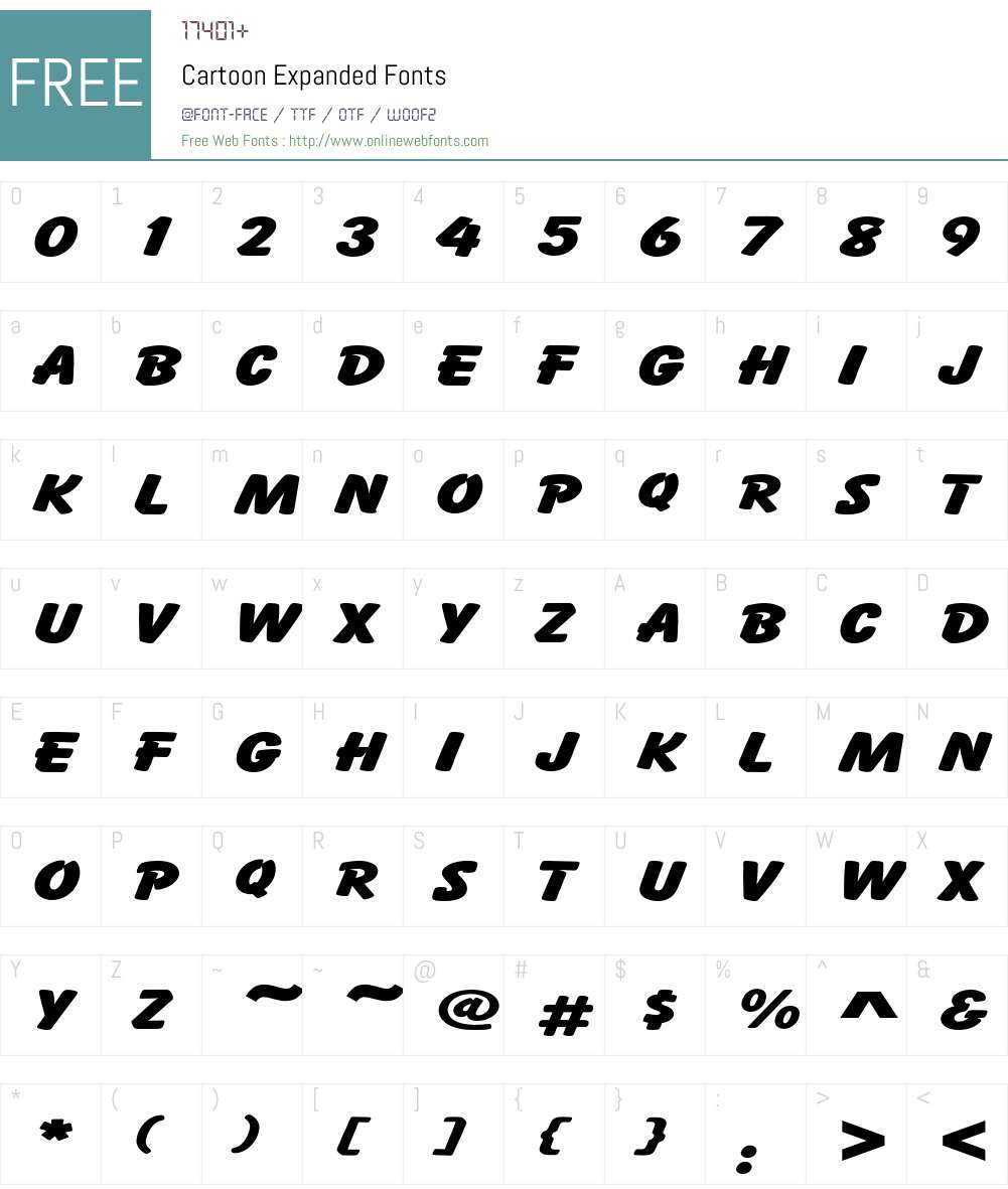 Cartoon Expanded Font Screenshots