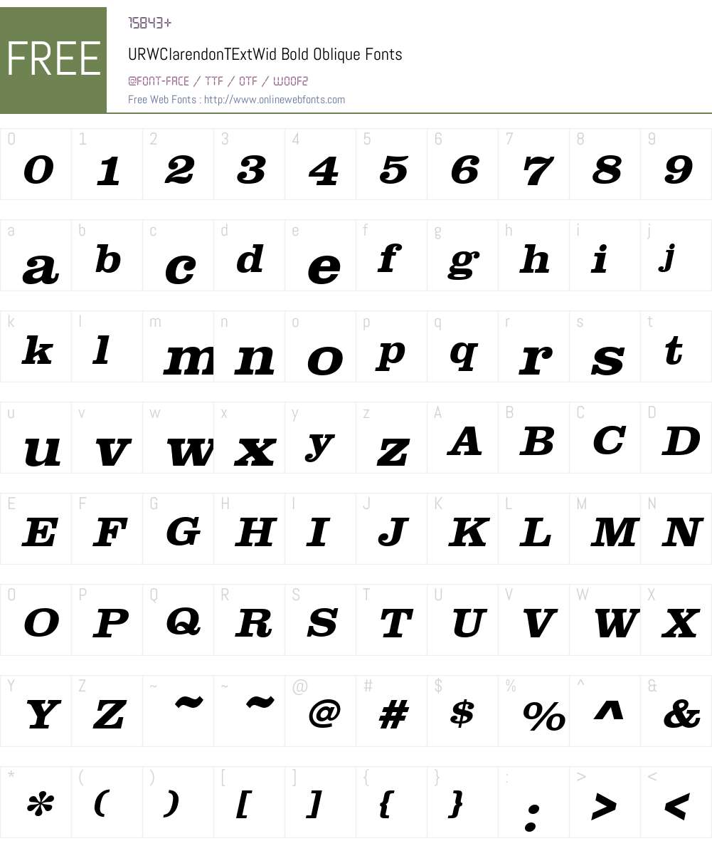 URWClarendonTExtWid Font Screenshots