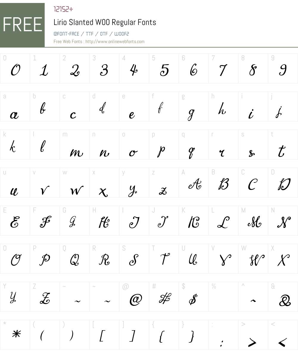 LirioSlantedW00-Regular Font Screenshots