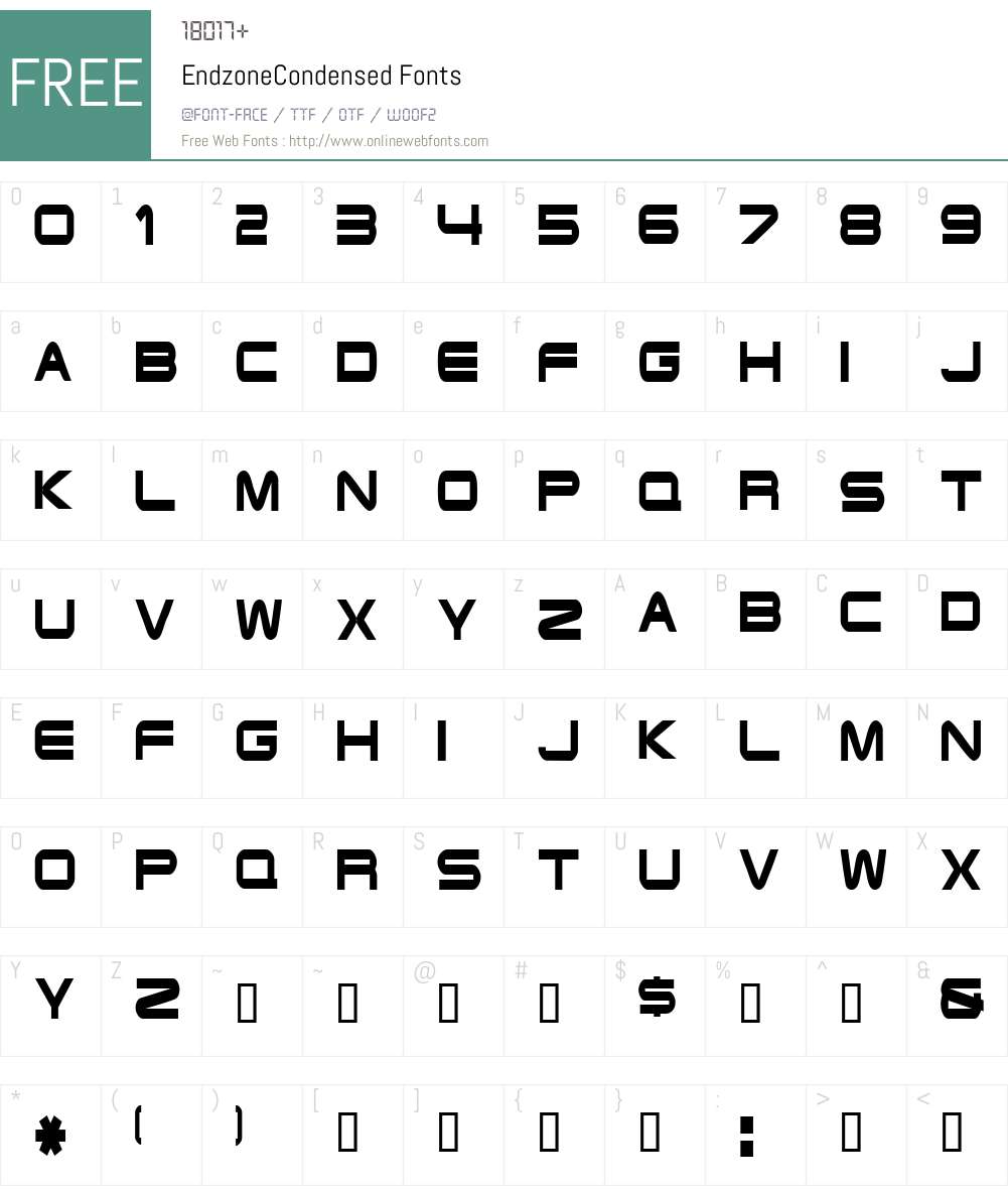 EndzoneCondensed Font Screenshots