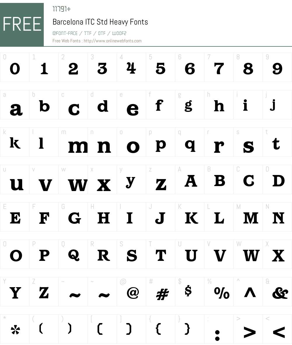 Barcelona ITC Std Font Screenshots