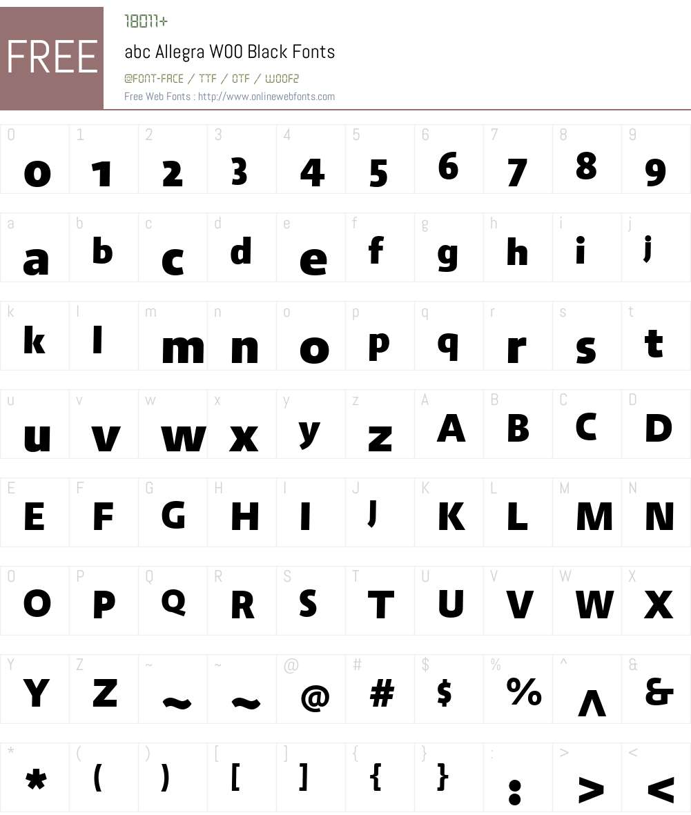Allegra Font Screenshots
