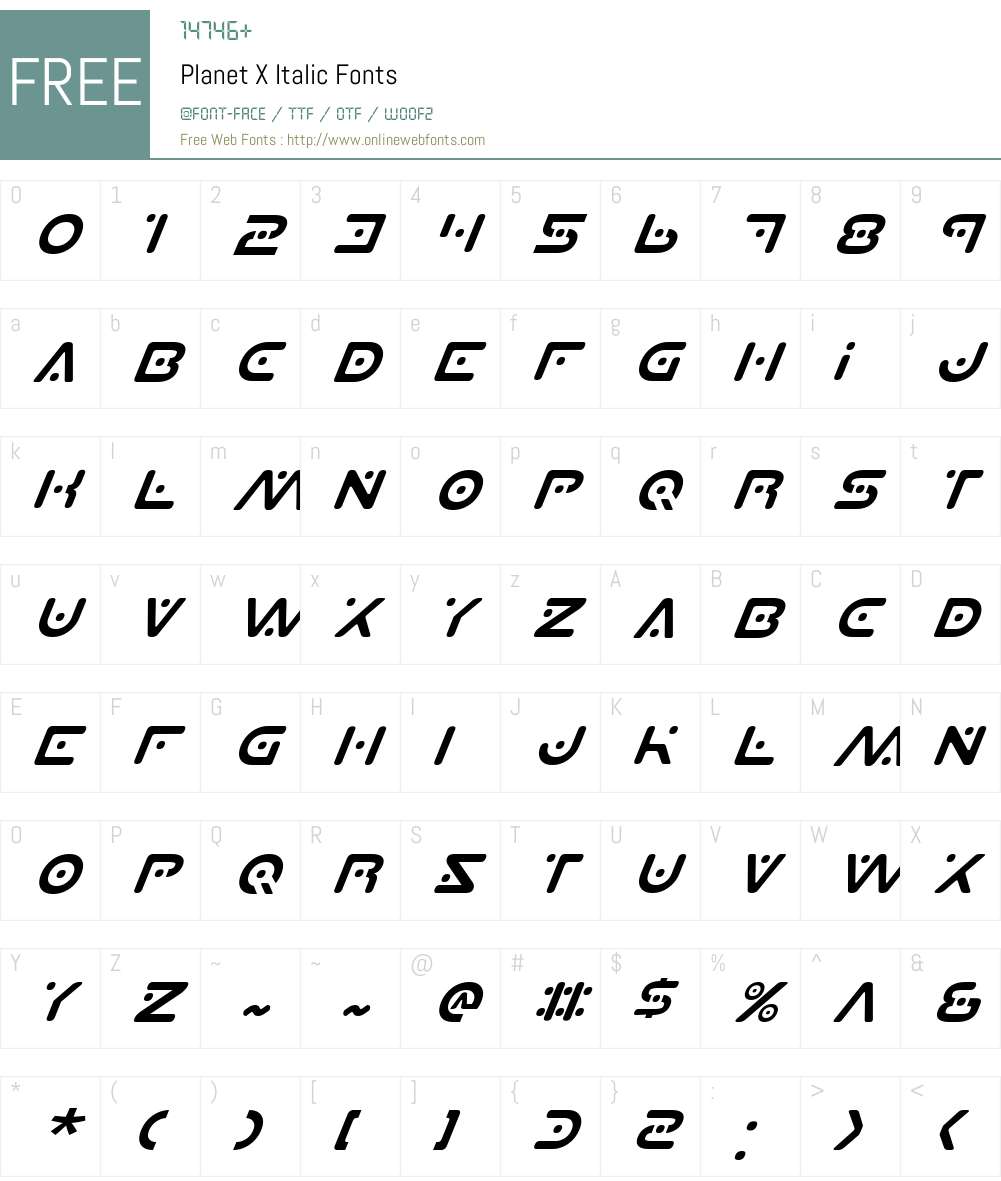 Planet X Italic Font Screenshots