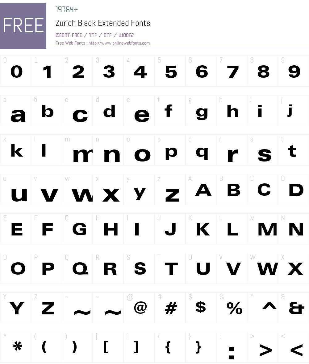Zurich Font Screenshots