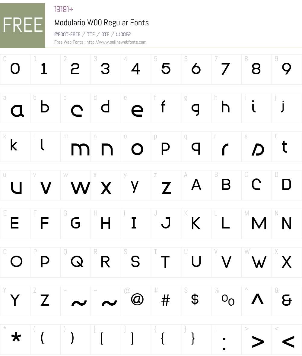 ModularioW00-Regular Font Screenshots