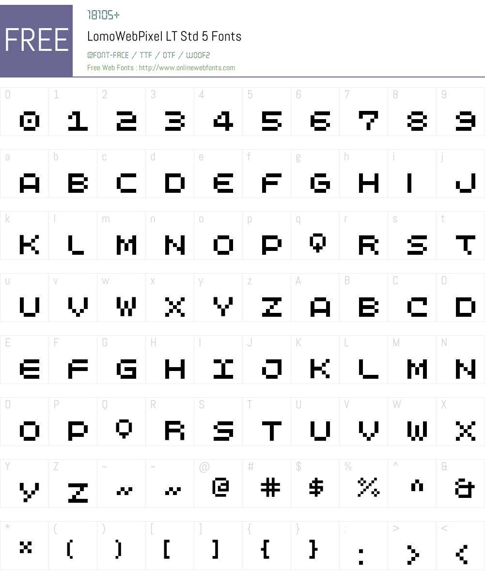 LomoWebPixel LT Std 5 Font Screenshots