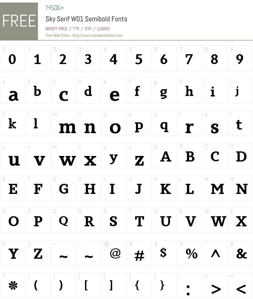 SkySerifW01-Semibold Font Screenshots