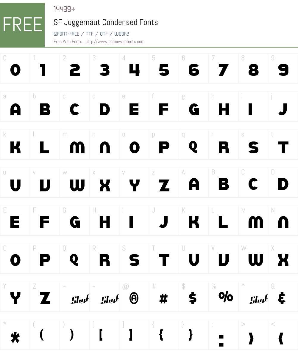 SF Juggernaut Condensed Font Screenshots