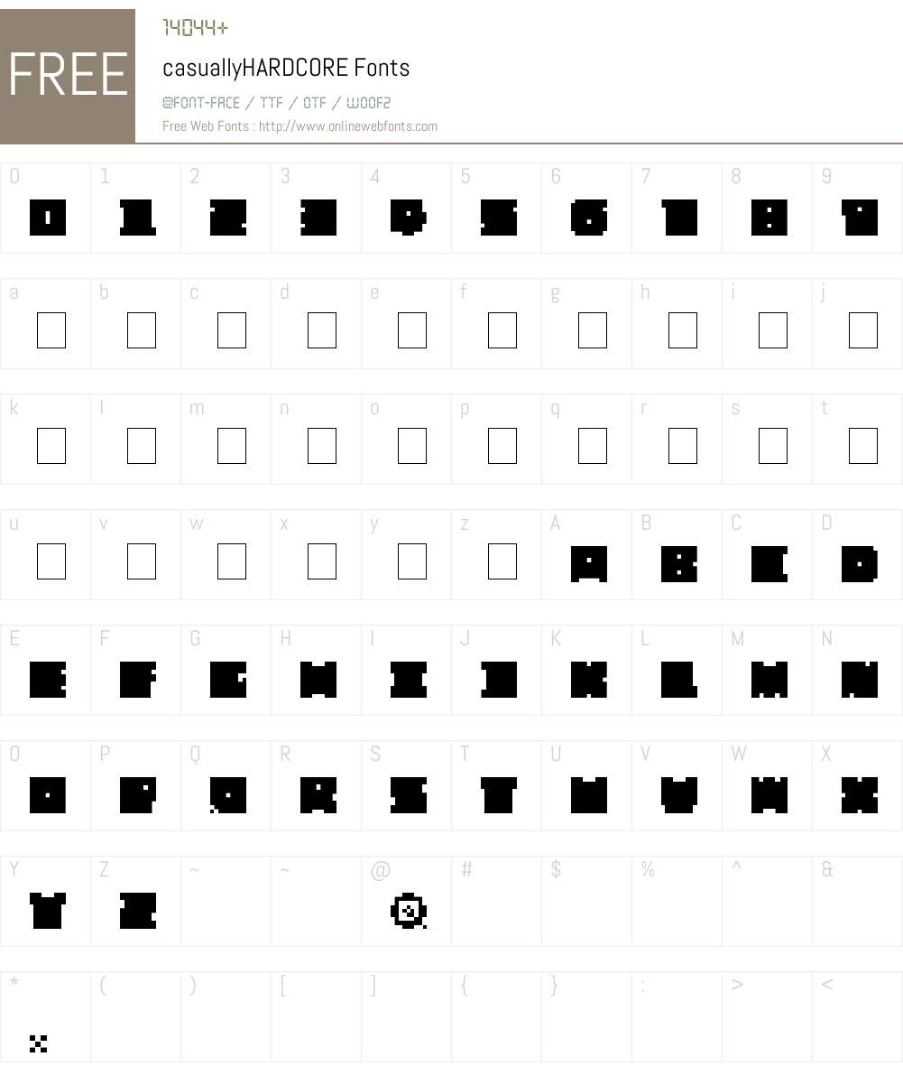 casuallyHARDCORE Font Screenshots