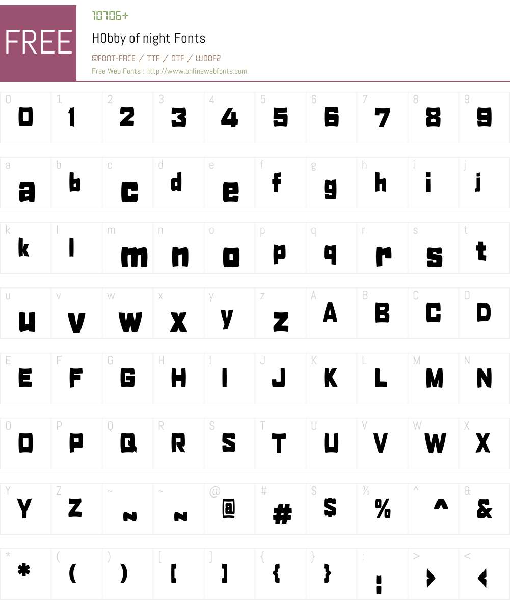 H0bby of night Font Screenshots