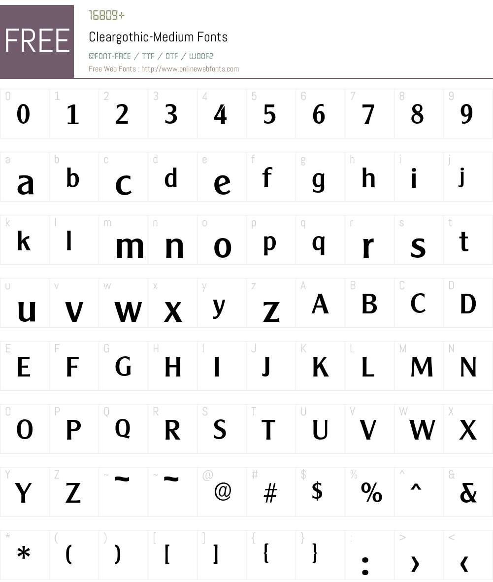 Cleargothic-Medium Font Screenshots