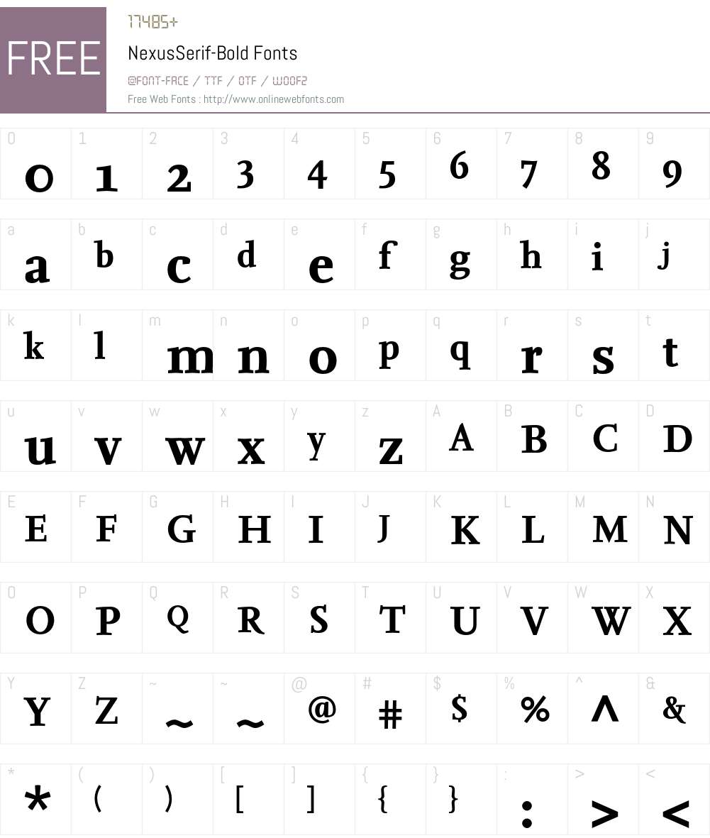 NexusSerif-Bold Font Screenshots