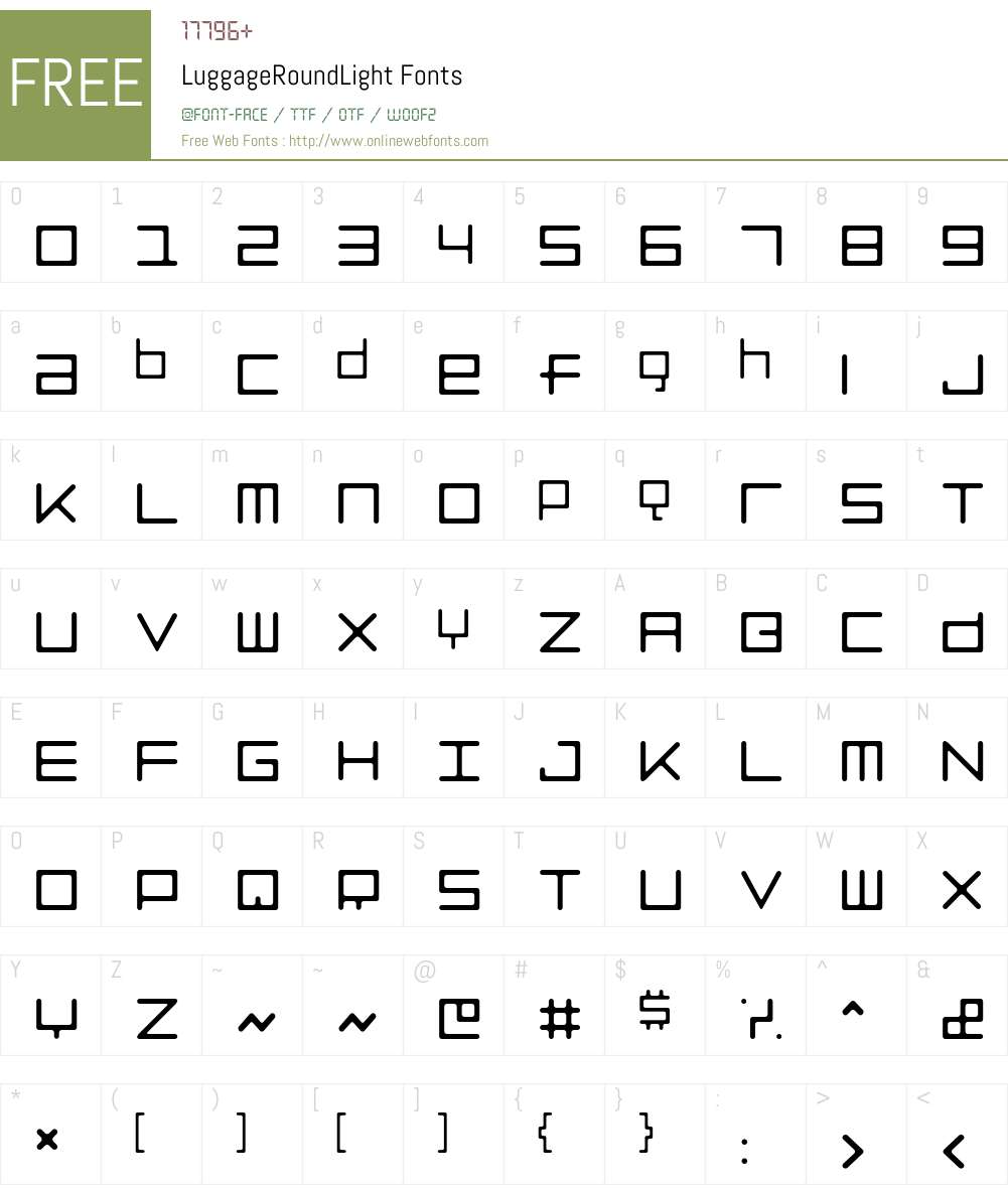 LuggageRound Font Screenshots