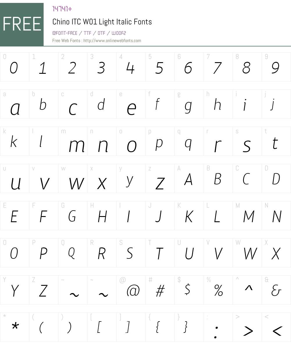 ChinoITCW01-LightItalic Font Screenshots