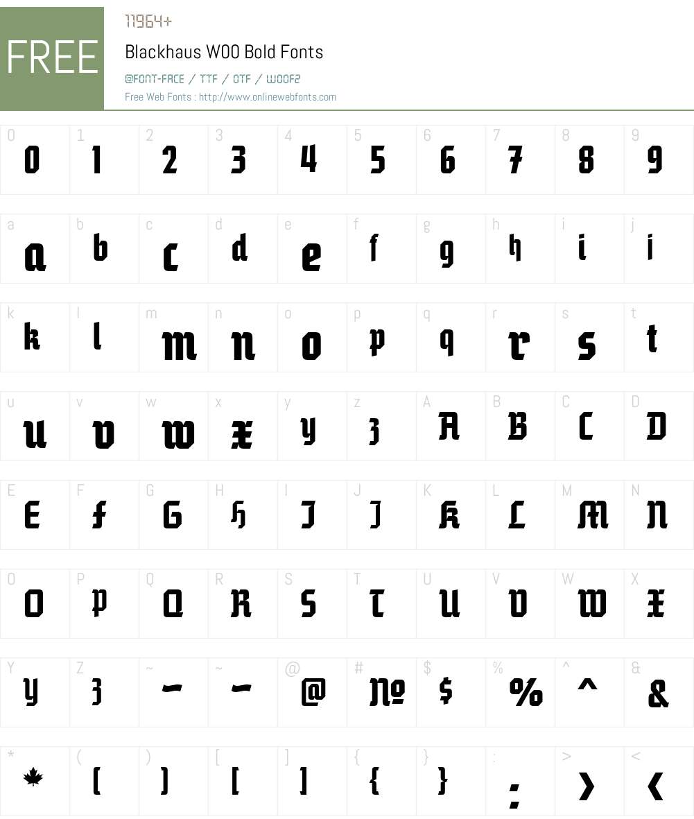 BlackhausW00-Bold Font Screenshots