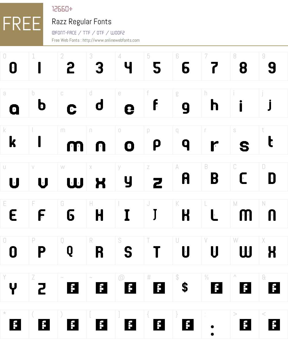 Razz Font Screenshots