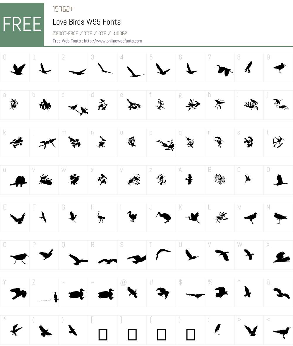 LoveBirdsW95 Font Screenshots