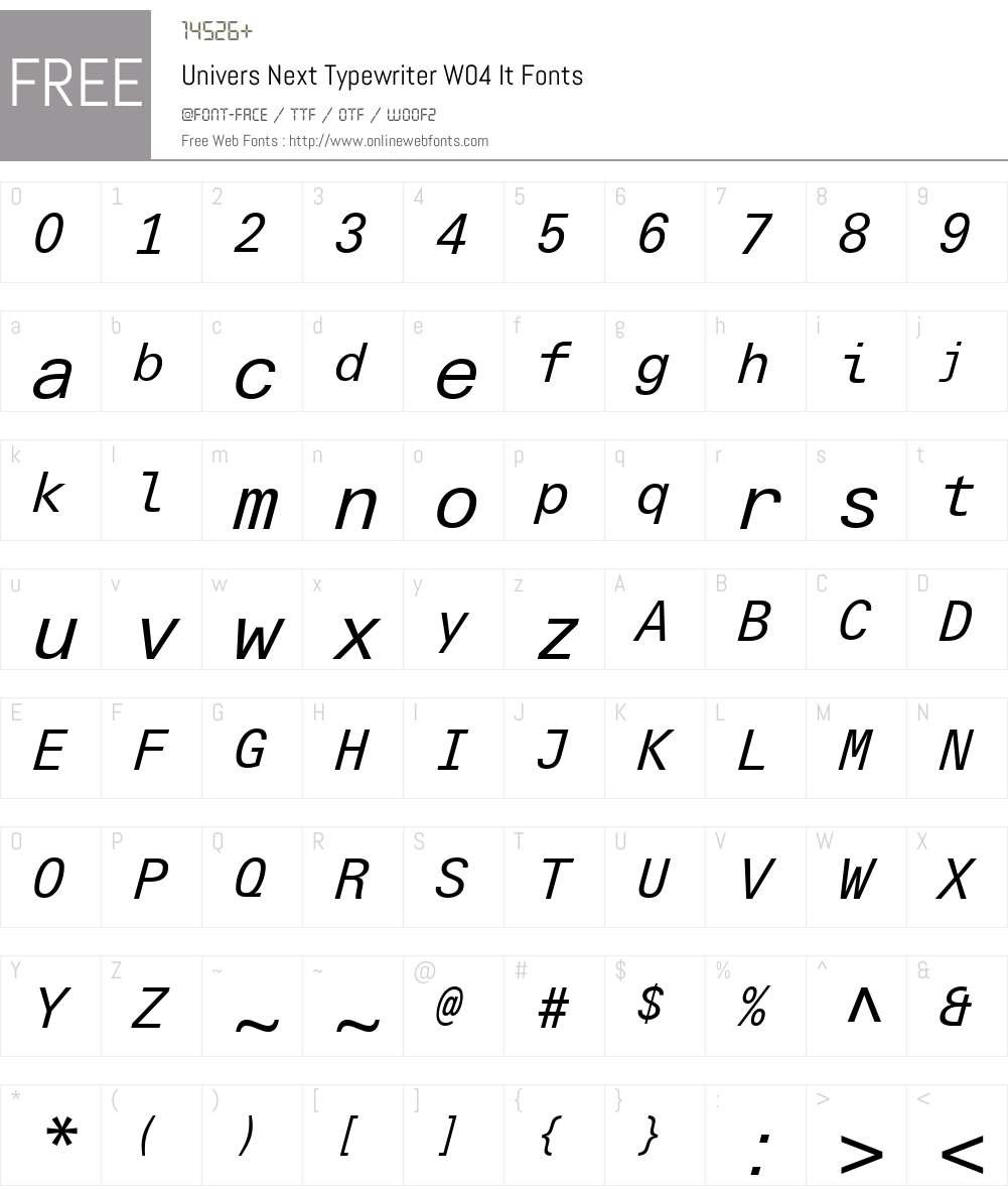 Univers Next Typewriter Font Screenshots