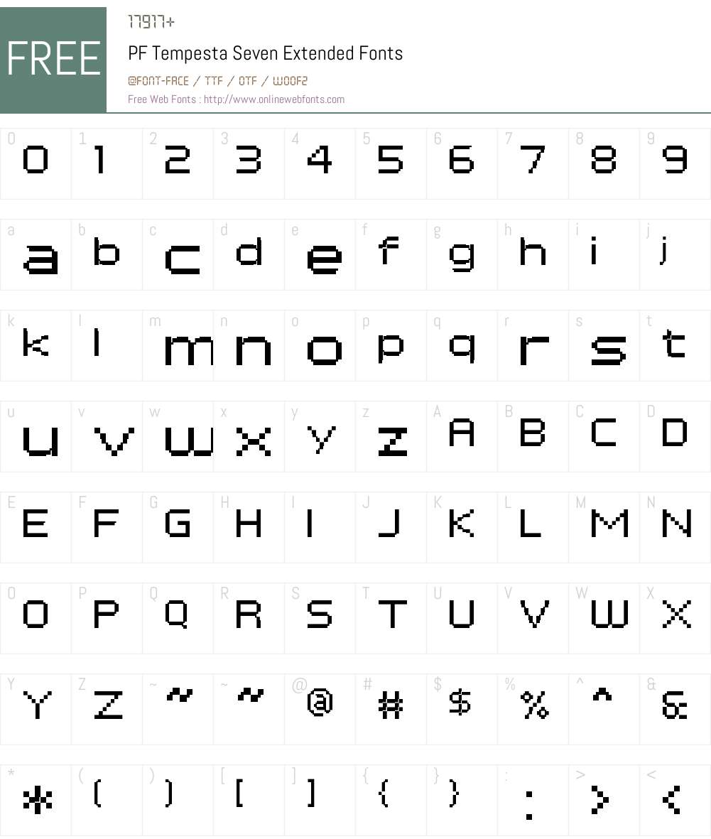 PF Tempesta Seven Extended Font Screenshots