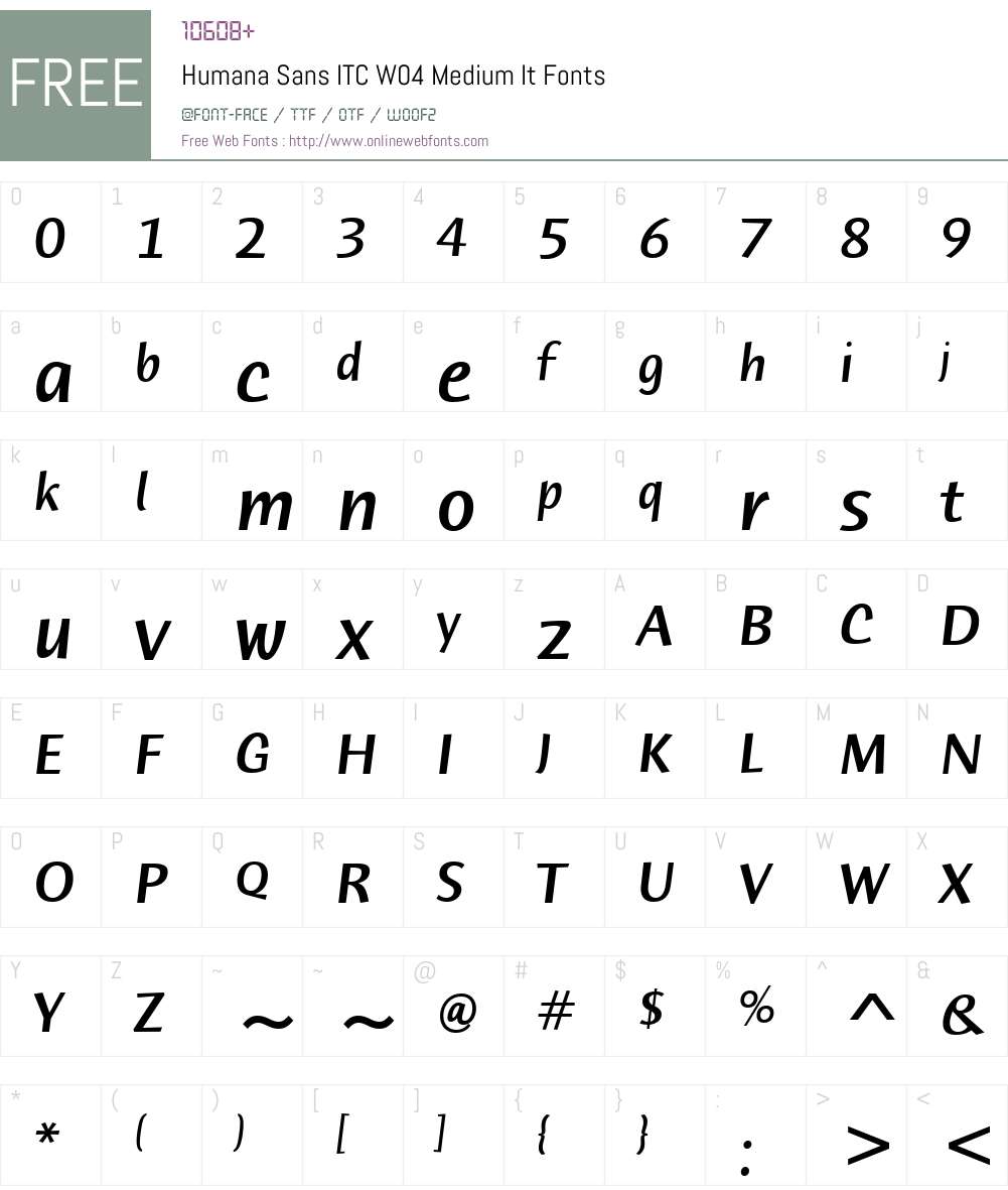 ITC Humana Sans Font Screenshots