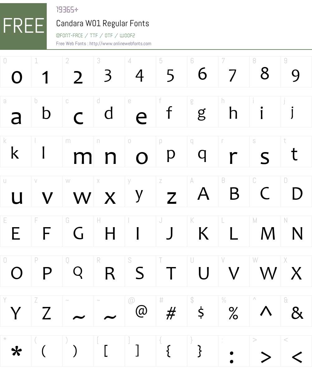 CandaraW01-Regular Font Screenshots