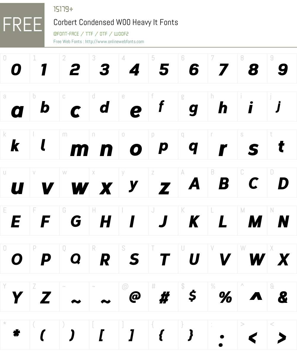 CorbertCondensedW00-HeavyIt Font Screenshots