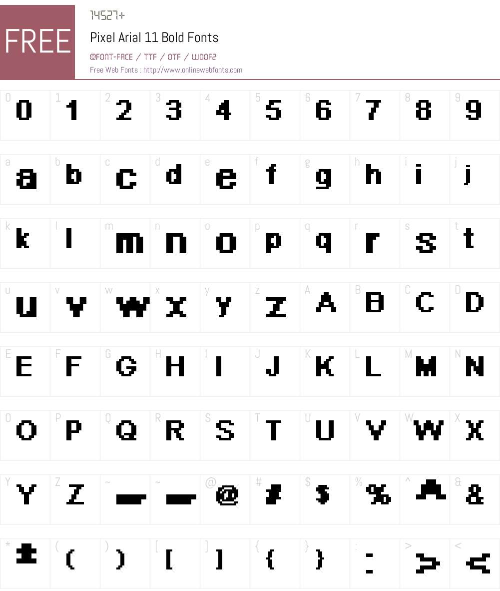 Pixel Arial 11 Font Screenshots