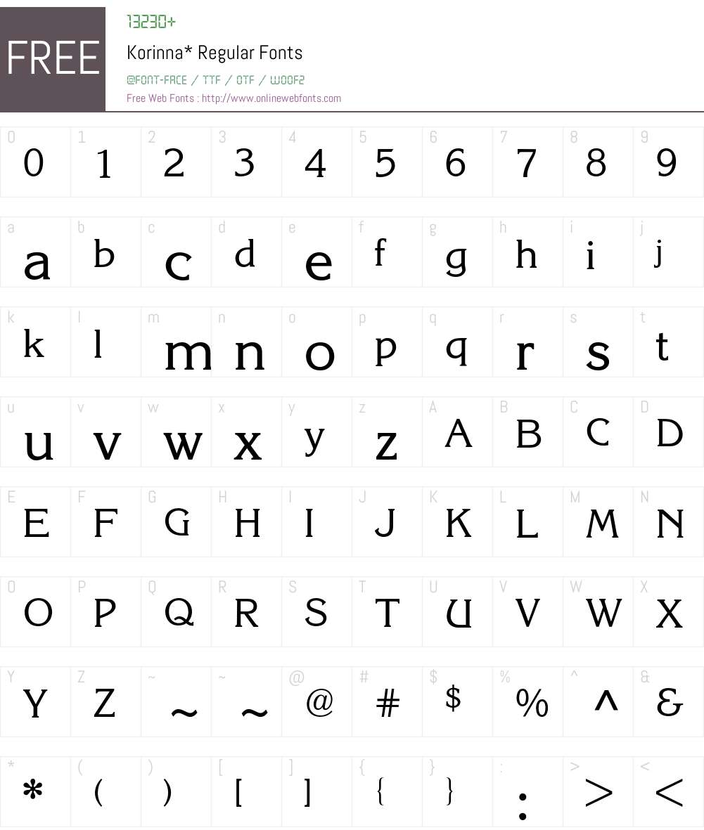 Korinna BQ Font Screenshots