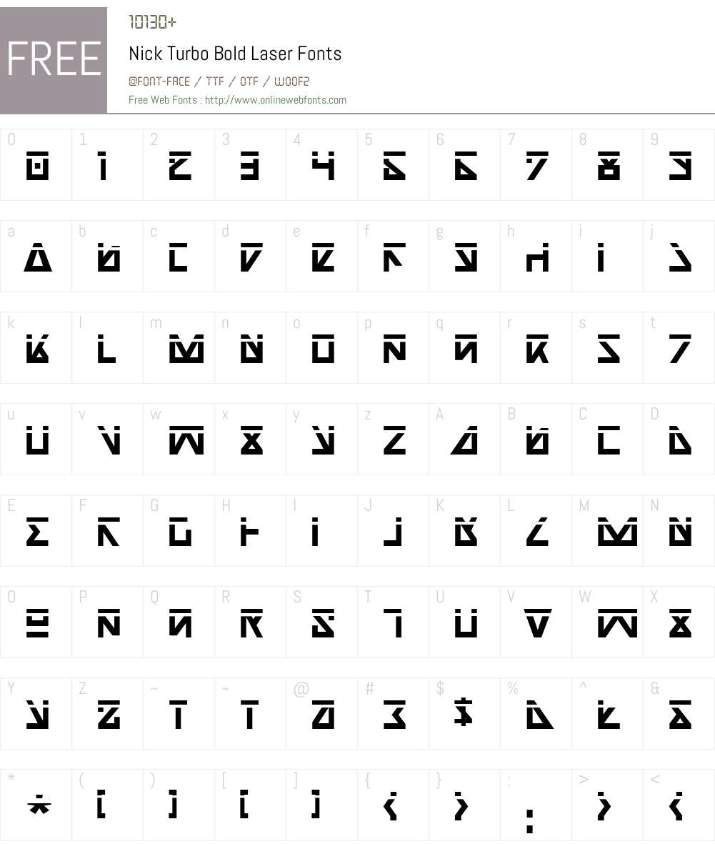 Nick Turbo Bold Laser Font Screenshots