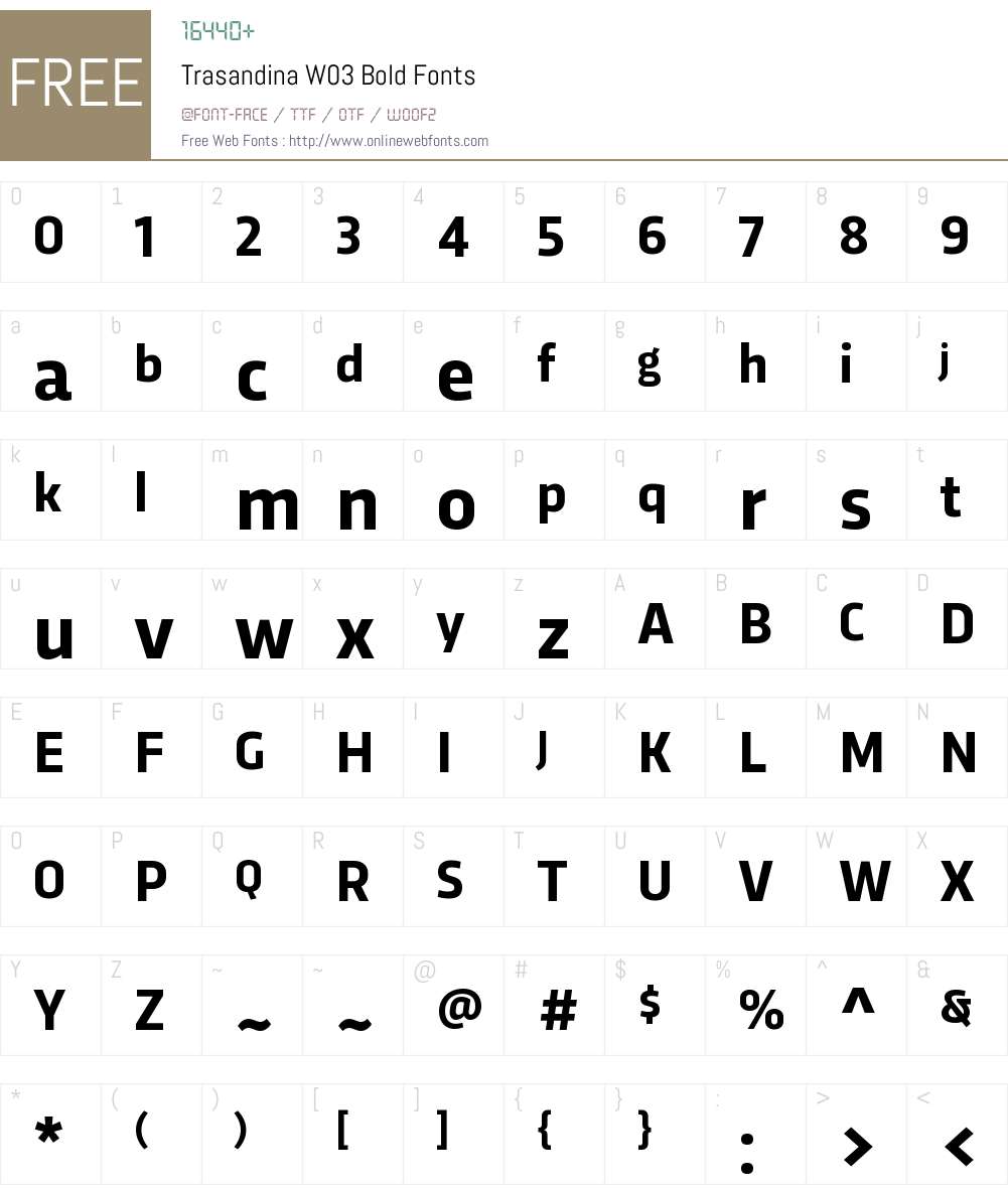 Trasandina Font Screenshots