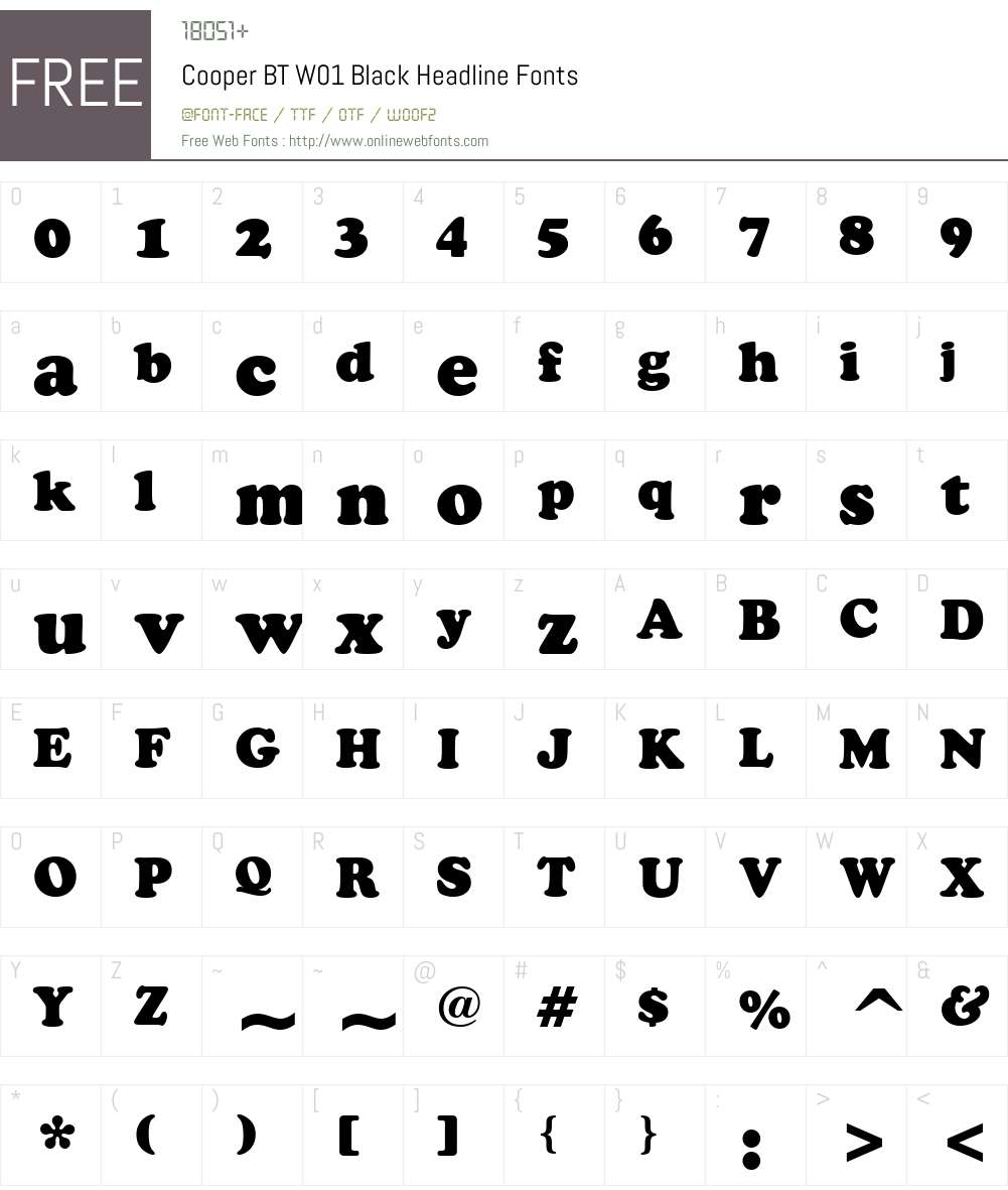 CooperBTW01-BlackHeadline Font Screenshots