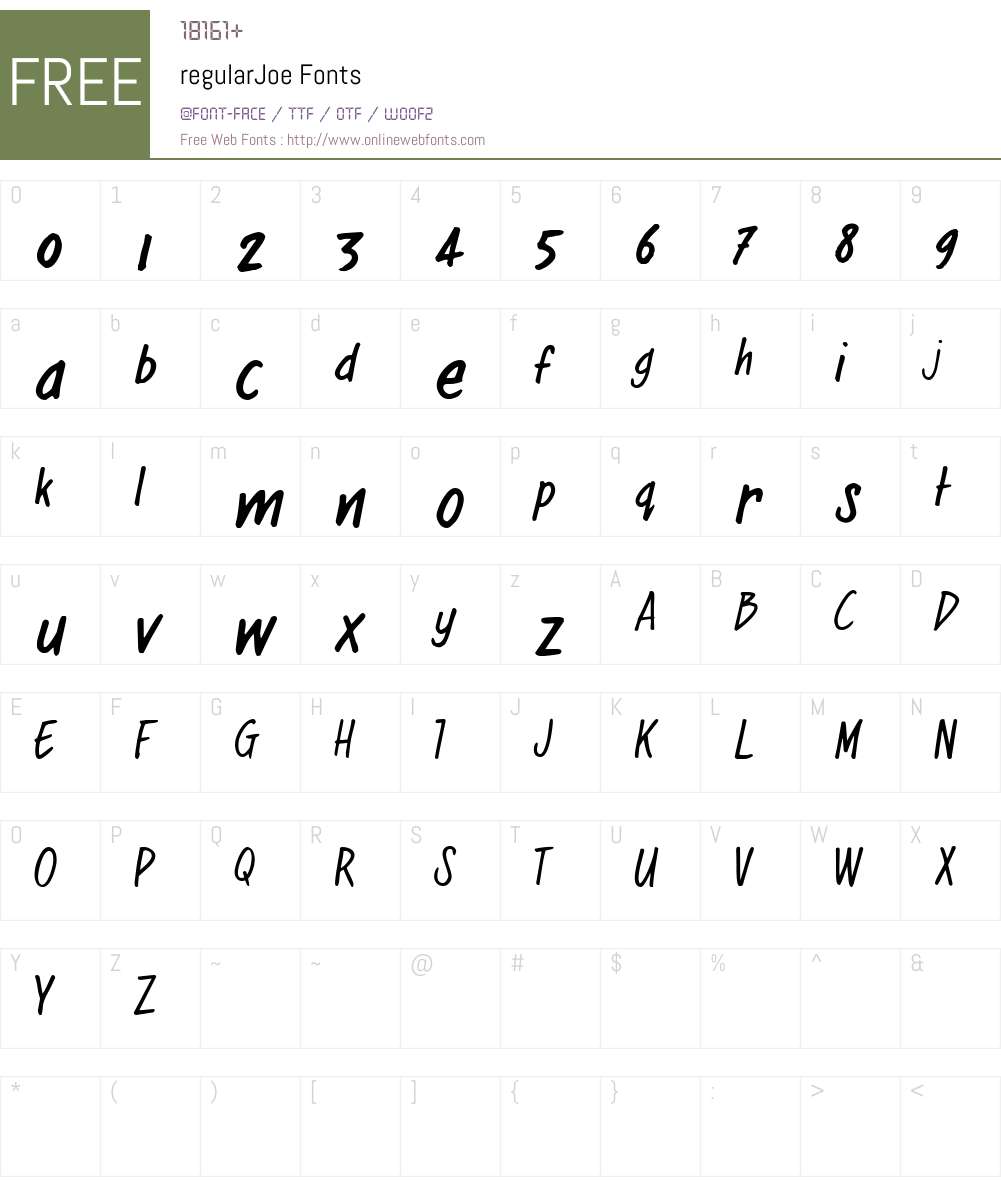 regularJoe Font Screenshots