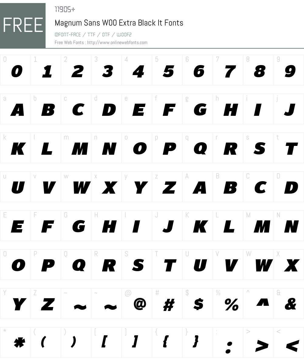 MagnumSansW00-ExtraBlackIt Font Screenshots