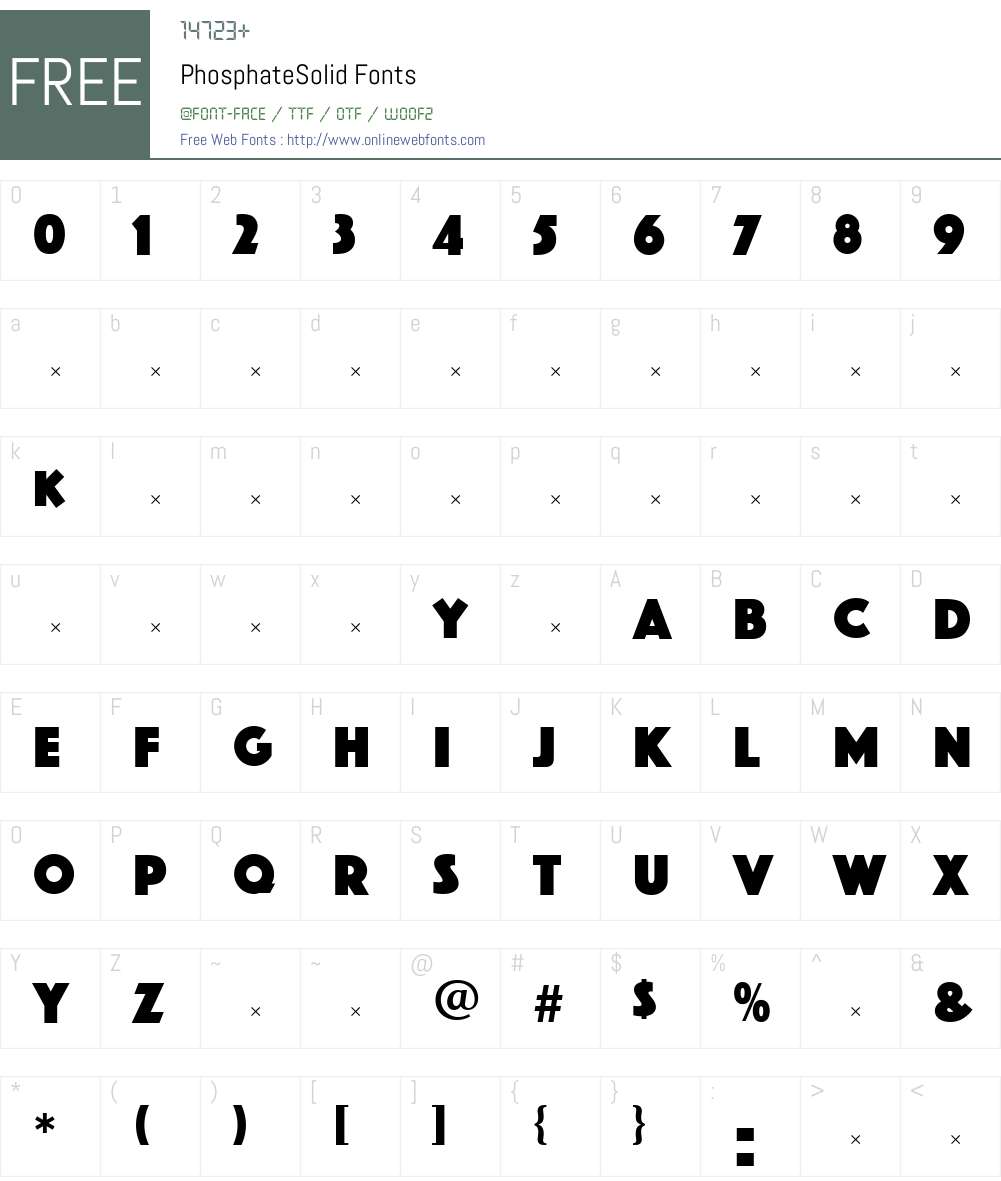 PhosphateSolid Font Screenshots