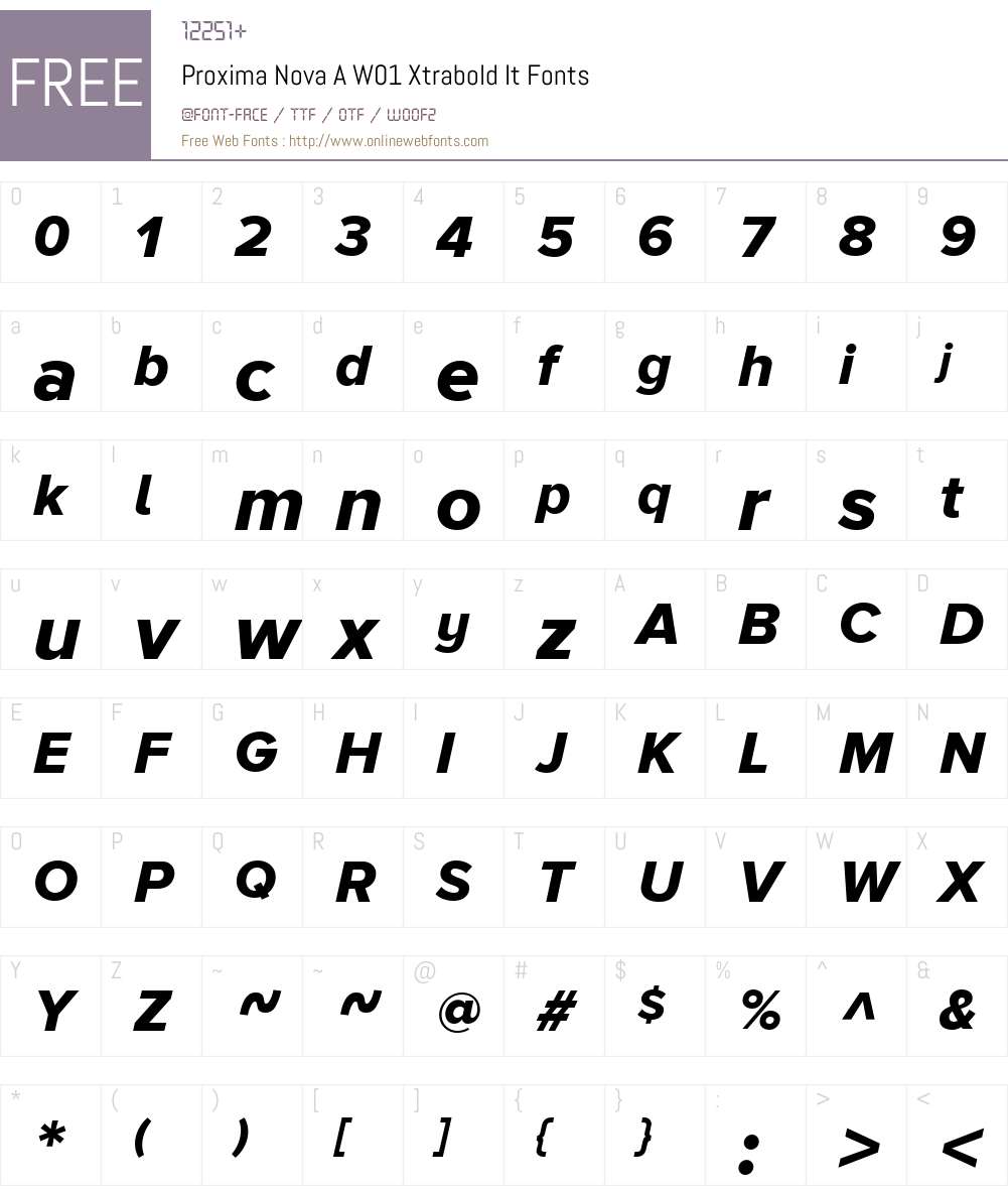 ProximaNovaAW01-ExtraboldIt Font Screenshots