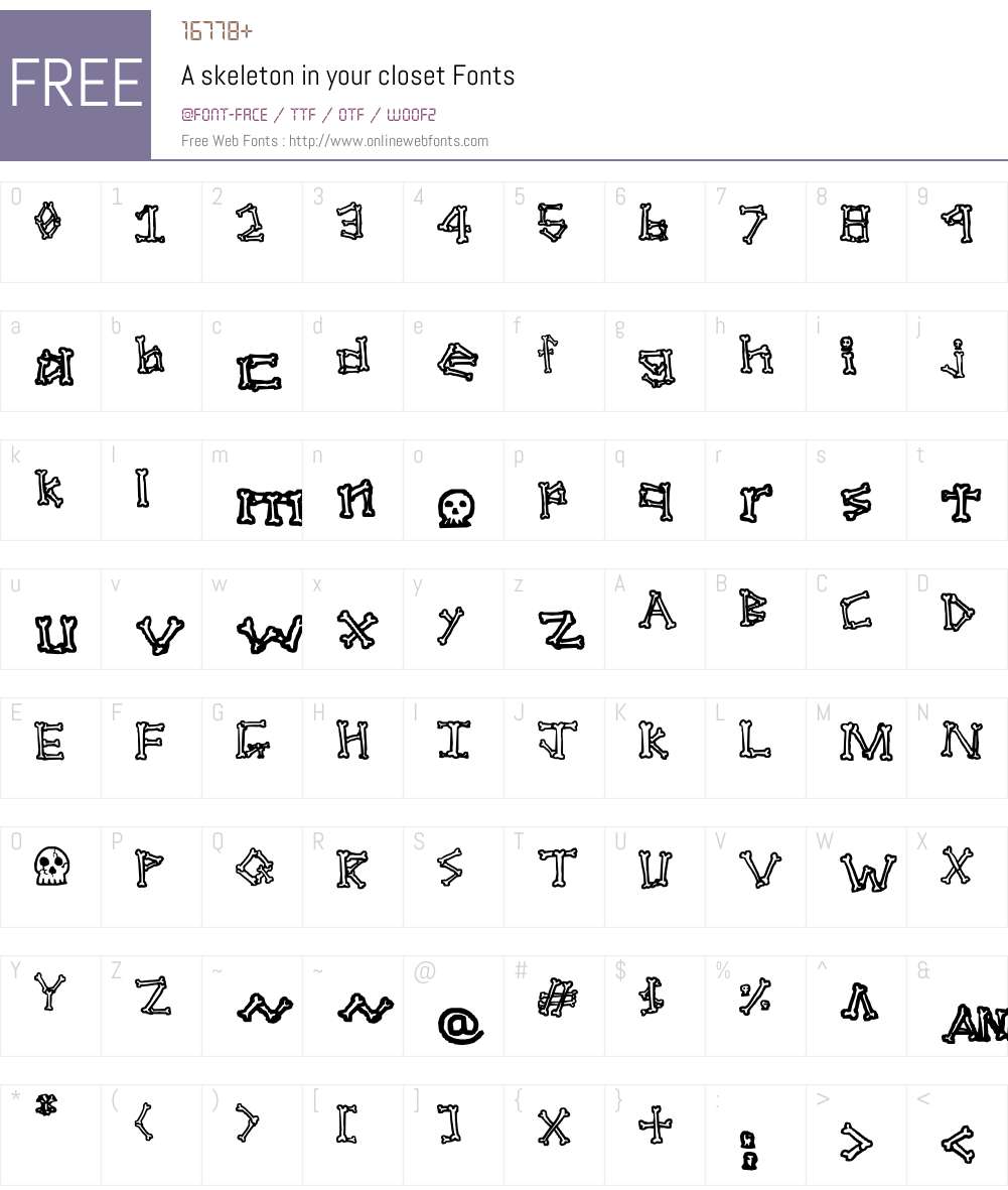 A skeleton in your closet Font Screenshots