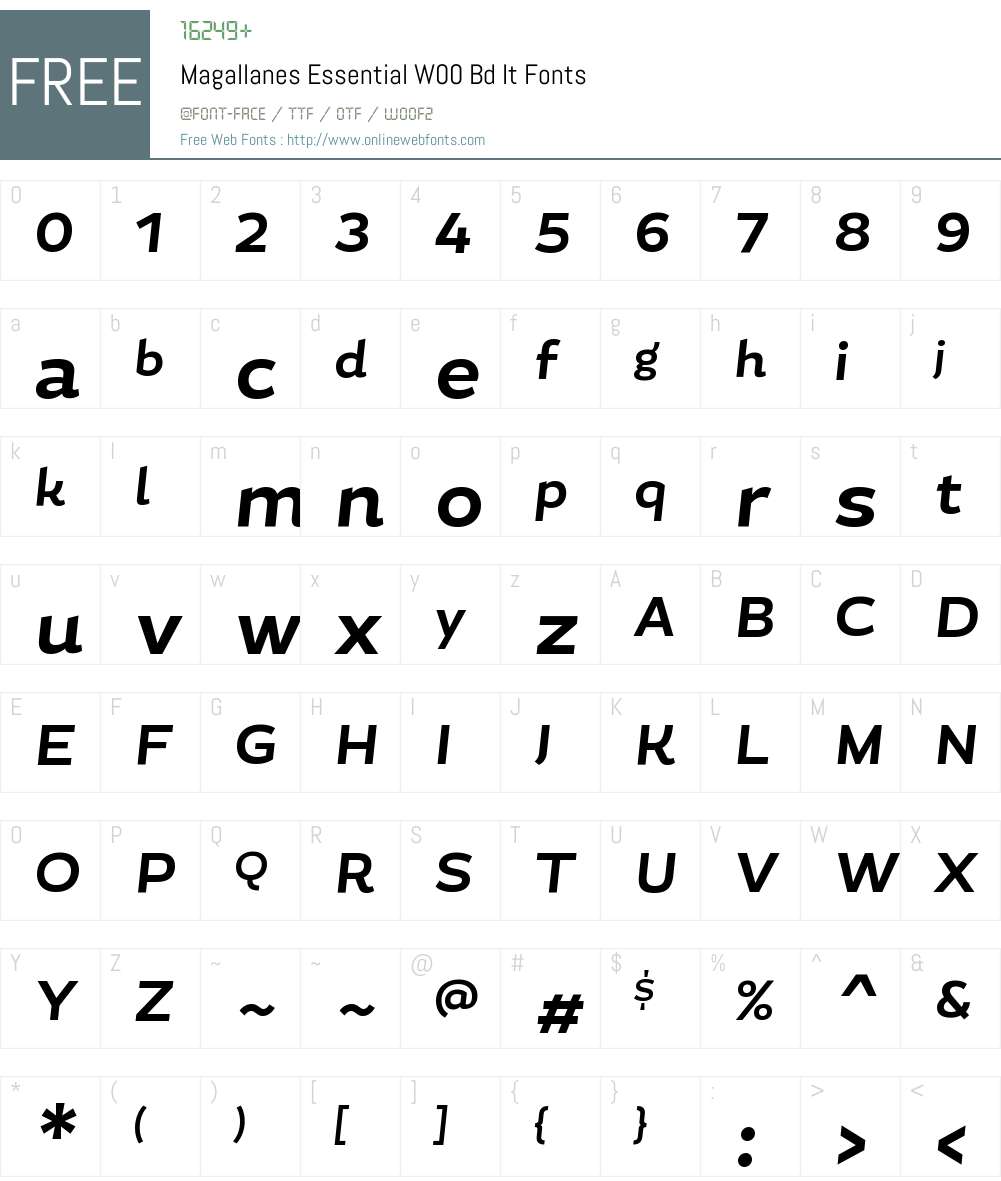 MagallanesEssentialW00-BdIt Font Screenshots