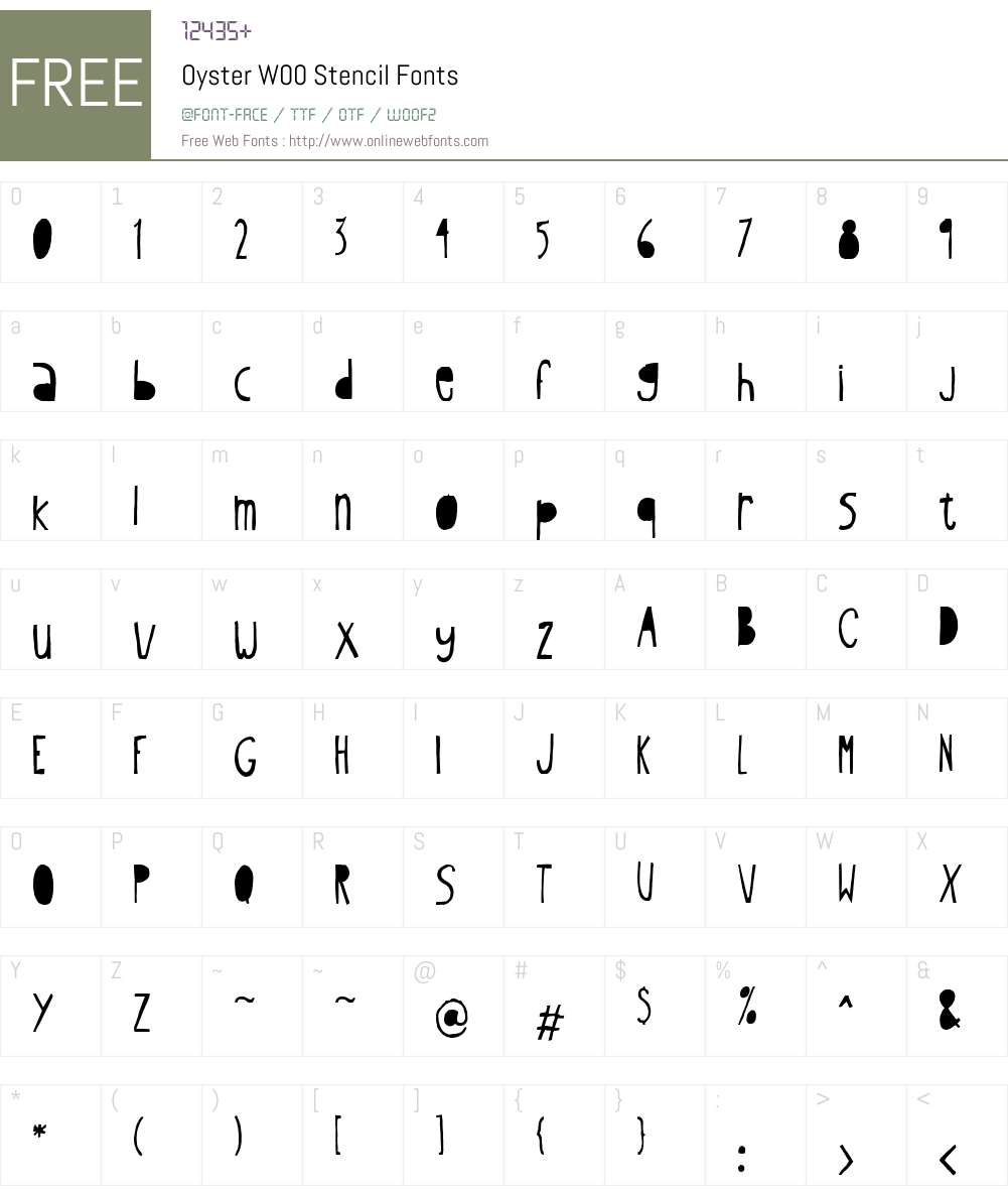 OysterW00-Stencil Font Screenshots