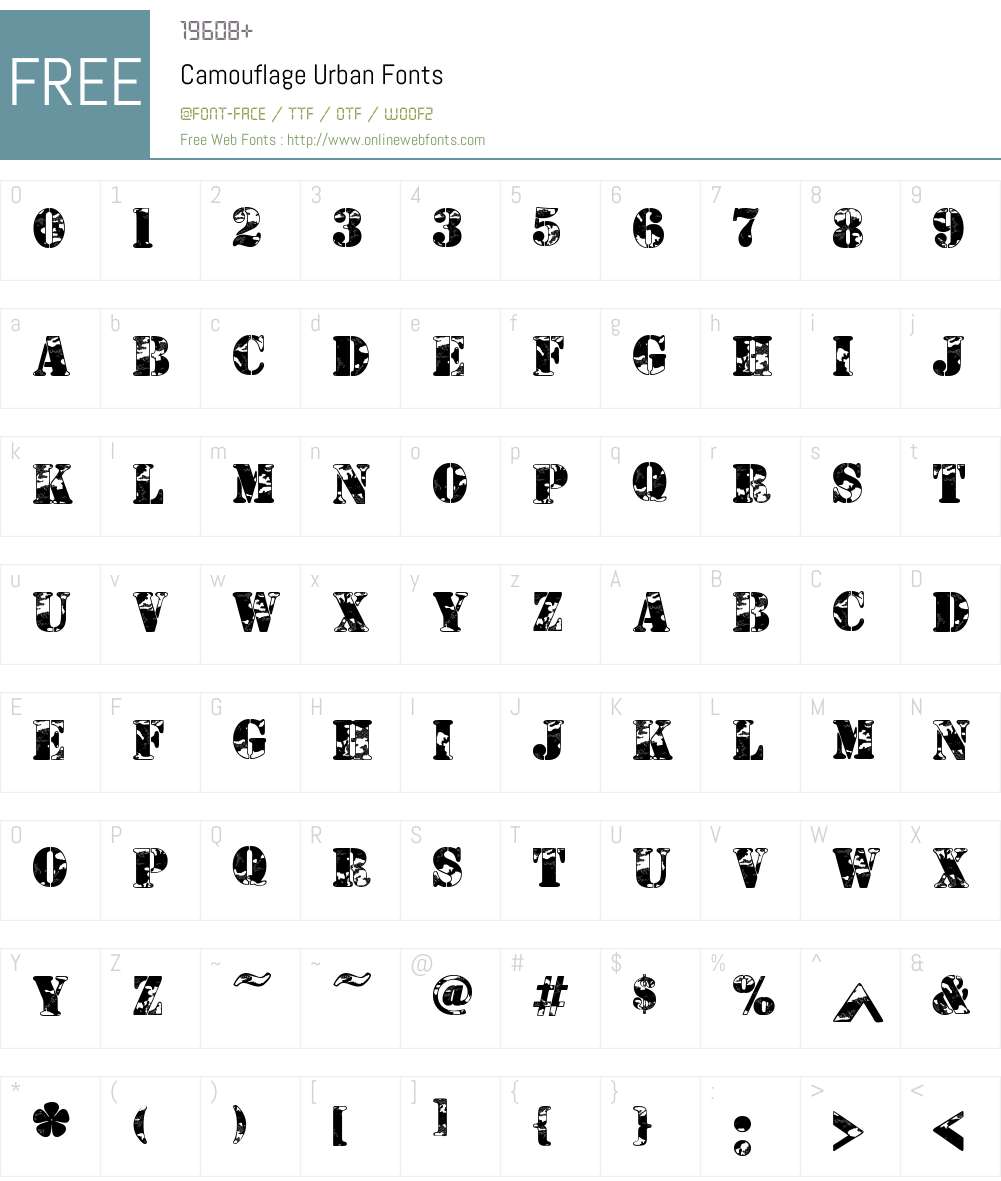 Camouflage Urban Font Screenshots