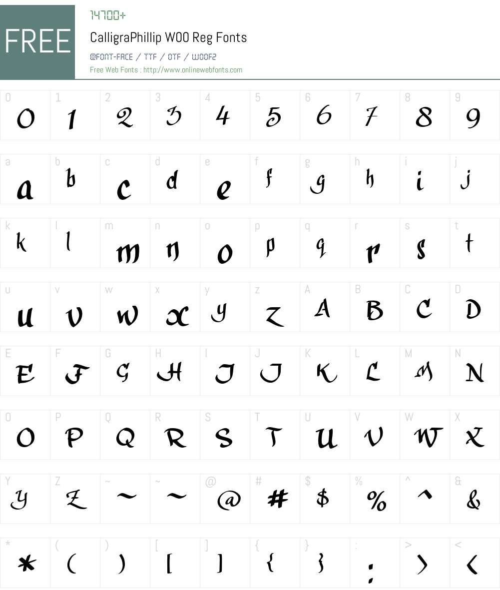 CalligraPhillipW00-Reg Font Screenshots