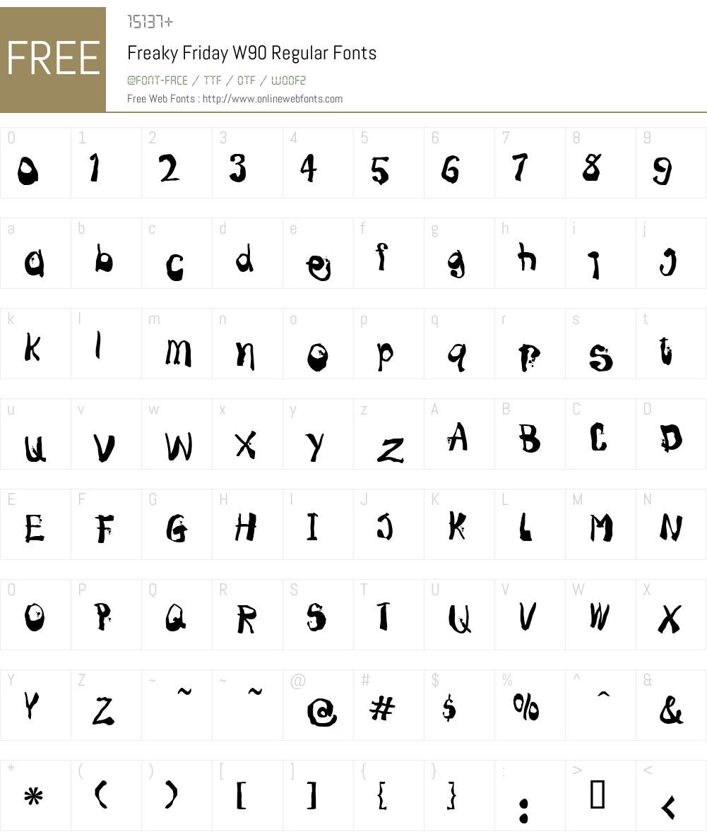 FreakyFridayW90-Regular Font Screenshots