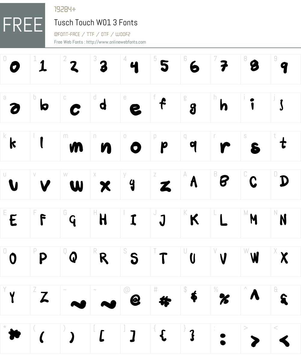 TuschTouchW01-3 Font Screenshots